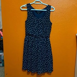 navy blue poka dotted dress